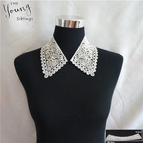 Fashion style White Embroidery Applique Lace Collar DIY Fabric Trim Lace Neckline Sewing Dresses decorate Accessories 1 pcs sale