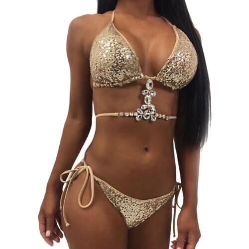 Shiny Sling High-Waisted Bikini Sets Sexy Push Up Swimsuit Two Pieces Swimwear Women 2020 Beach Bathing Suits
