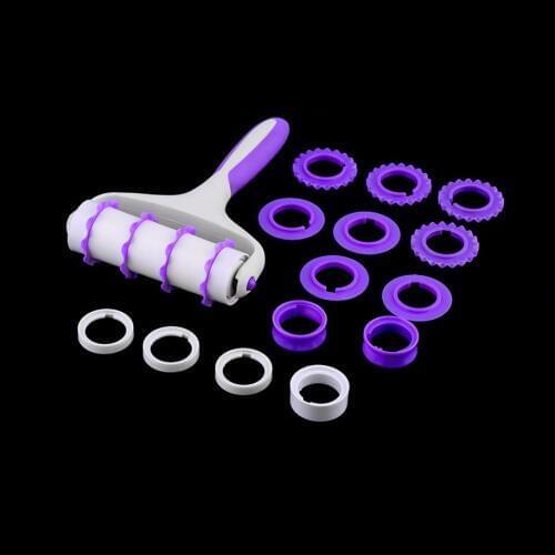 Fondant Strip Ribbon Cutter Sugarcraft Cake Decorating Tools Plastic Cake Embosser Roller Set Rolling Pin Baking Tools For Cakes