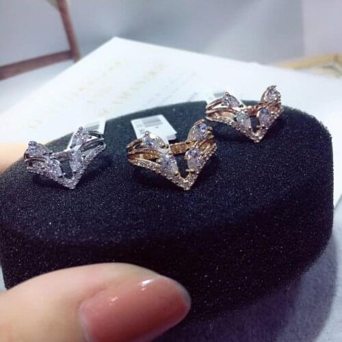 EYER Fashion Promotion 2021 Jewelry Geometric Cubic Zirconia New Party Dating Free Size Rings For Women Bridal Jewlery
