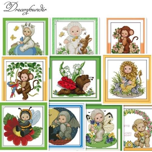 Baby loins cross stitch kit aida 14ct 11ct count printed canvas stitches embroidery DIY handmade needlework
