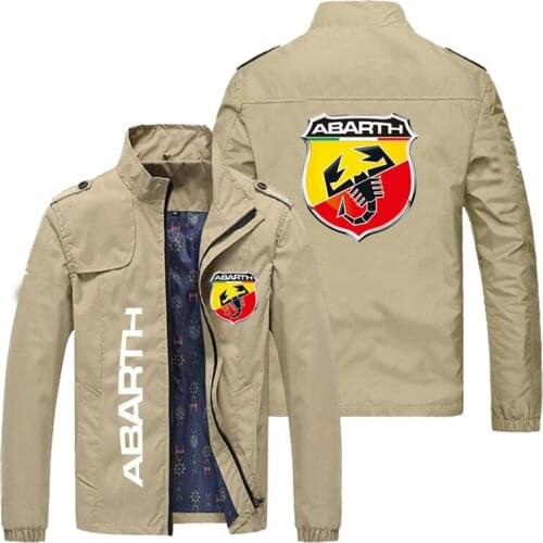 New 2021 Spring Autumn Men Abarth Car Logo Stand Collar Casual Sweatshirt Long Sleeve Zipper Cardigan Man Jacket 5 Colors