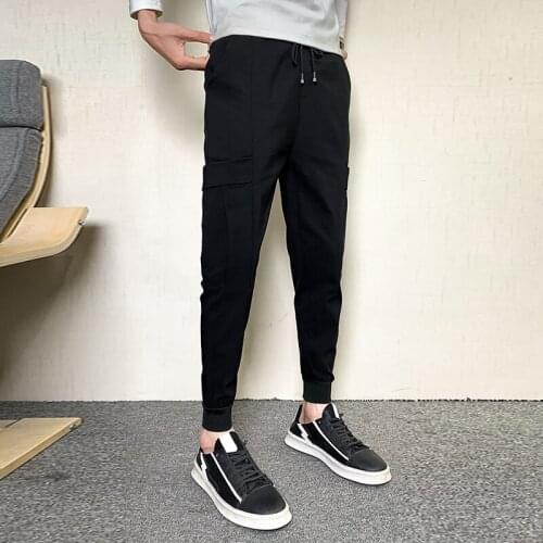 2021 New Nine-point Leggings Mens Multi-pocket Plus Size Fashion Slim and Ankle Summer Sports and Leisure All-match Overalls