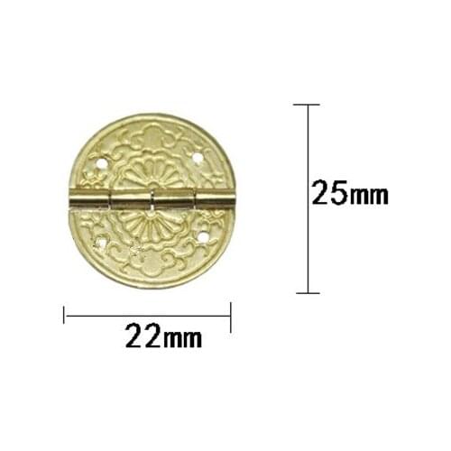Bulk Brass Yellow Round Hinge Flower Pattern Decor Hinges Wooden Gift Jewelry Box Hinge Fittings for Furniture Hardware+Srews
