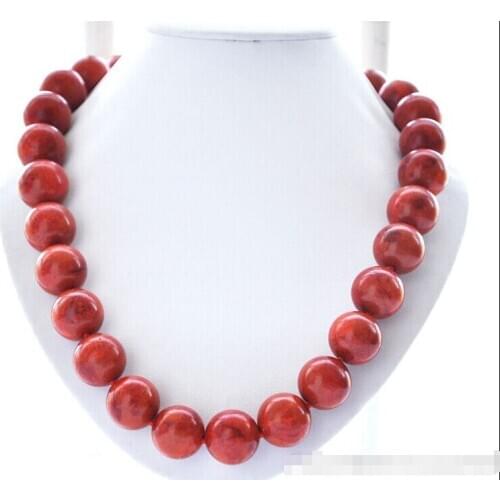 DYY z5922 20mm round red natural grass coral bead NECKLACE