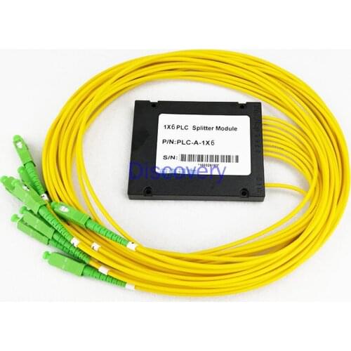 PLC Telecom Grade 1 to 6 Splitter 1 to 6 Fiber Splitter ABS Box Type SC/LC/FC PC/APC