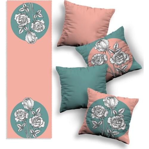 Pillow case 4'lü Special Design Pillow decorate Case and Runner Set seat mounted dining table top stylish convenient