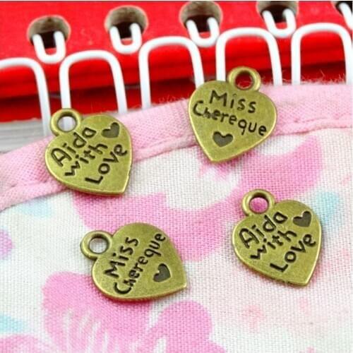 100pcs Heart Charms 12*9.6MM Antique Bronze Color Pendant DIY Handmade Jewelry accessories