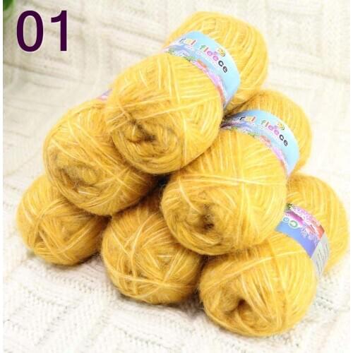 Sale 6SkeinX50gr Luxury Fluffy Soft NEW MOHAIR Shawls Hand Knit Crochet Yarn Yellow 822-01-6