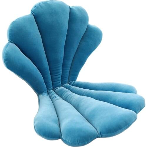 Luxury Stuffed Velvet Shell Chair Seat Cushion Glowing Shell Back Cushion Purple Blue Rose Princess Sea shell Home Pillow Decor