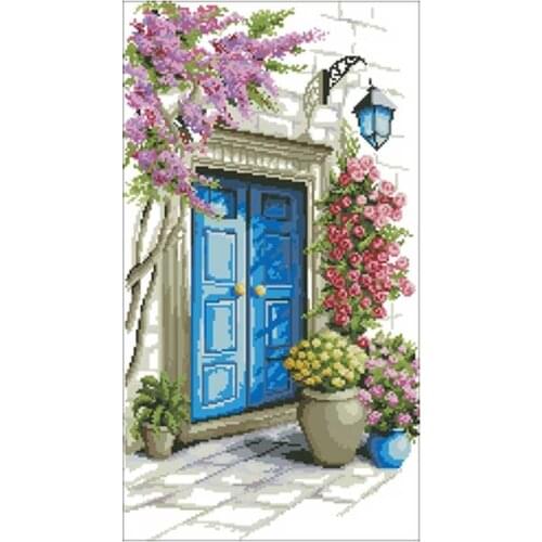 Flower gate patterns counted 11CT 14CT 18CT Cross Stitch Set DIY Chinese Cross-stitch Kits Embroidery Needlework Home Decor