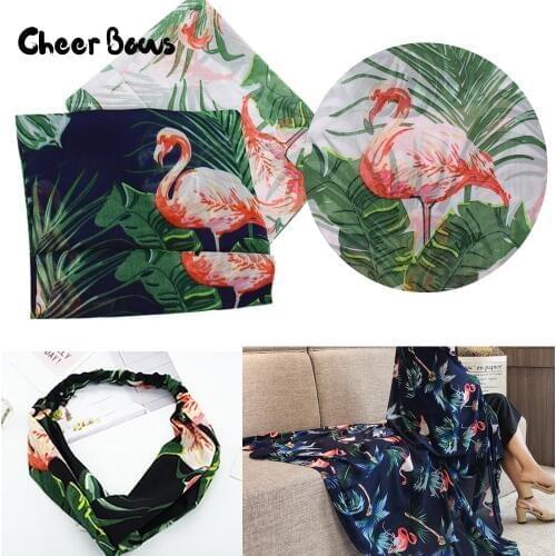 45*150CM Chiffon Fabrics Flamingo Little Transparent Fabric Soft Touch DIY Shawl Headband Clothes For Patchwork Sewing Materials