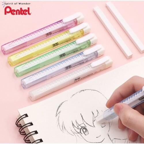 Pentel ZE81 Candy Color Series Hand Push Pen Eraser Removable Core Retractable Sheath PVC-Free Safety Eraser