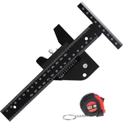 T-Type Woodworking Ruler Aluminum Alloy Measure Scribing Ruler Woodworking Marking Tool