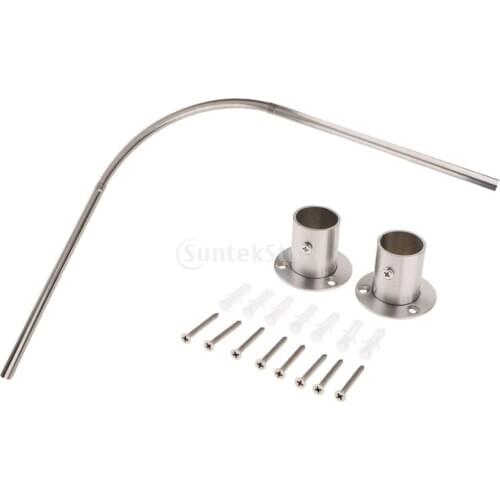 Shower Curtain Corner Curved Rail Rod Pole Bath Tub Window Curtain Rod Rail Compatiable with Track, Clips, Slider, Hanger140cm