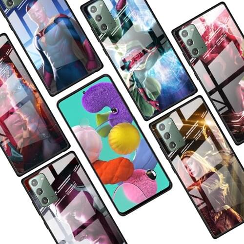 Vision marvel hero for Samsung Galaxy Note 20 Ultra 10 Lite Plus 9 8 5G A70 A50 A40 A30 A20 Tempered Glass Phone Case
