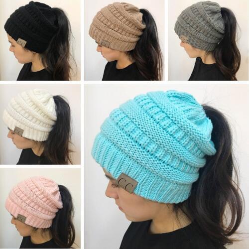 Girls or women Knitted Cauda Equina Cap Ms Beanie chirstmas gift candy colors