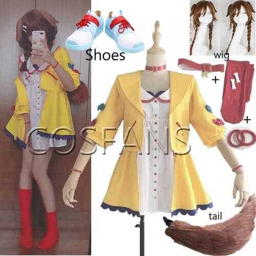 VTuber Inugami Korone Cosplay Costume Women Cute Uniforms Halloween Carnival YouTuber Suit Fancy Anime Outfits wig Accessories