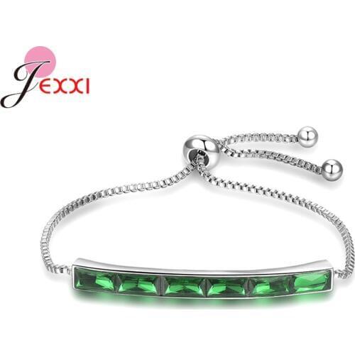 New Fashion Rectangle Cubic Zirconia 925 Sterling Silver Bracelets/Bangles For Women/Lady/Girls Christmas Gift Hot Bracelet