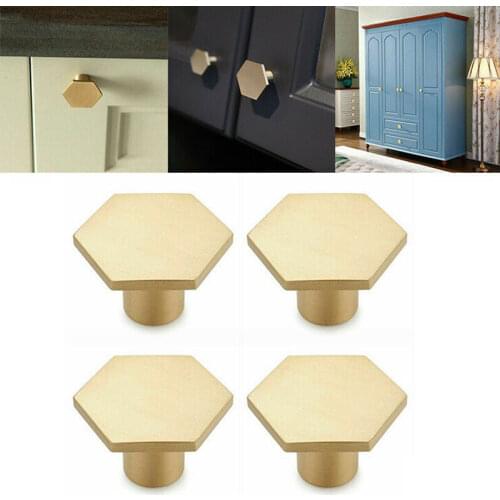 Gold Brass Hexagon Knobs Cabinet Door Handle Dresser Cupboard Drawer Pulls Home Kitchen Furniture Hardware Decoration Supplies