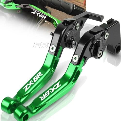 ZX-6R logo Aluminum Motorcycle Folding Extendable Brake Clutch Levers For KAWASAKI ZX6R 2000 2001 2002 2003 2004 Accessories