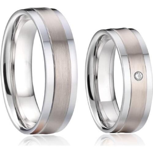 1 Pair Love Alliance jewelry wedding band couple rings sets for men and women white gold silver color stainless steel rings