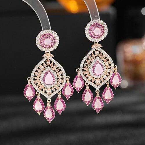 1 Pair Fully-Jewelled Water Drop Drop Earrings Tassel Vintage Earrings For Woman Party Accessory Ear Jewelry