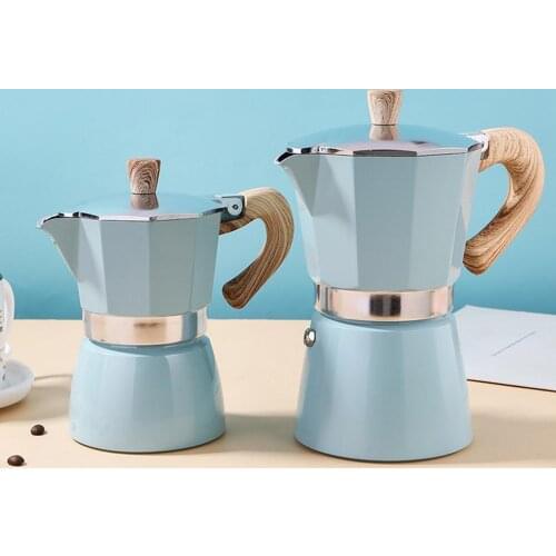 1pcs 5 Color 150ml Octagonal Tea Pot Durable Aluminum Classic Mocha Coffee Maker Portable Kettle Coffee Pots Ergonomic Handle