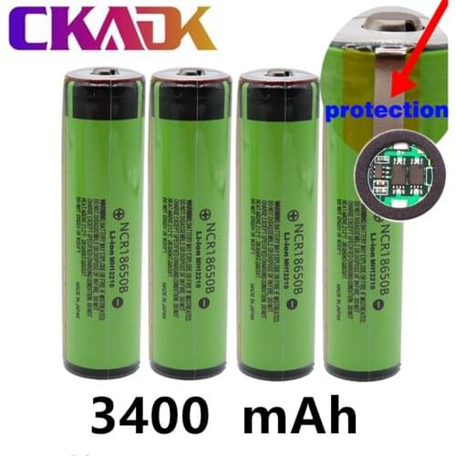 10PCS 100% Original 18650 NCR18650B 3400mah Lithium Rechargeable 3.7v Battery with PCB for Flashlight Batteries