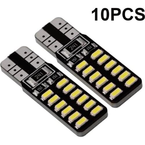10pcs DC 12V Car T10 3014 24SMD LED Light Tail Parking Map Lamp Bulbs Ultra-bright Built-in 24 Ultra-bright SMD LEDs