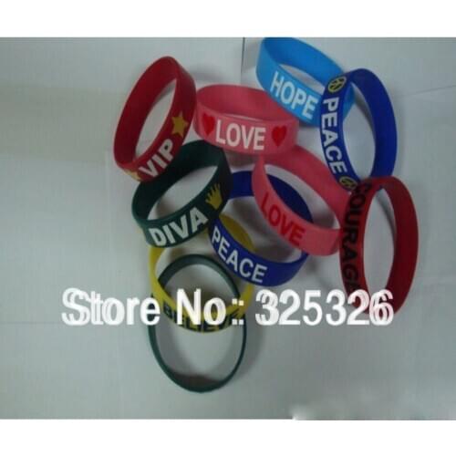 100pcs custom silicone wristband for promotion gifts person made texts & logo rubber silicone bracelets