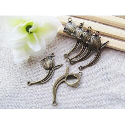 100pcs Vintage Antiqur Silver tone/Antique Bronze Filigree Beautiful Rose Flower Connector Pendant Charm/Finding,DIY Accessory