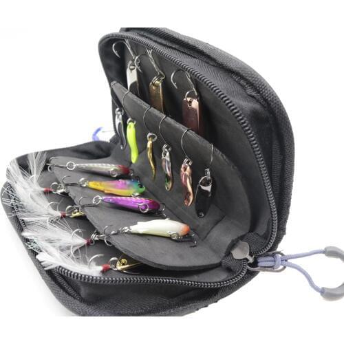 Fishing Spoon Lures Bag Tackle Case Spinner Box Waterproof attach to Vest Backpack Carp Fishing Fly Fishing Tools 15x10x4cm