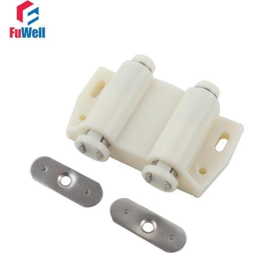 2pcs Double Magnetic Door Catches Cabinet Closer Kitchen Door Stopper Soft Quiet Close Push to Open Touch Damper Buffers