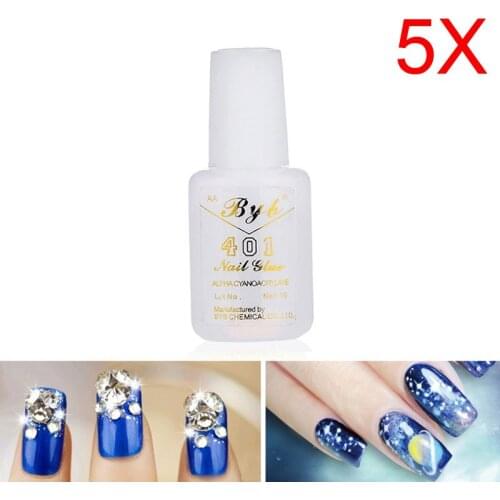 5 PCS 10g Nail Art BYB Strong Glue with BRUSH for Tips Decoration Set EF