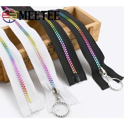 Meetee 5Pcs 40-80cm 5# Resin Zipper Auto Lock Open-End Zips Coat Jacket Repair Replacement Zip Clothing Sewing Decorate Zippers