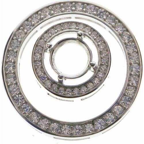 6.5MM Prong Bezel Settings Round Gems CZ Stone Solid 925 Sterling Silver Pendant Charm Settings with 20MM Outer Circle 1411218