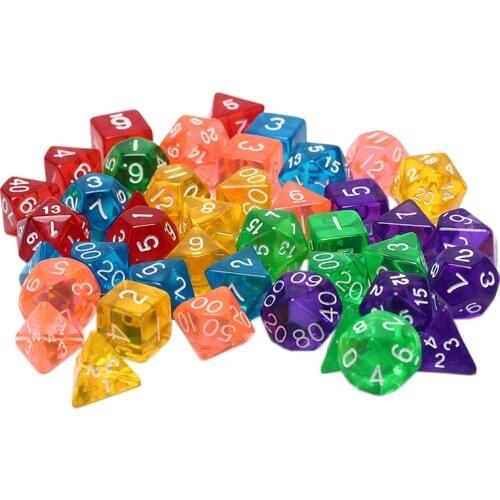 7pcs/set D4 D6 D8 D10 D12 D20 Polyhedral Dices Numbers Dials Desktop Table Board Game