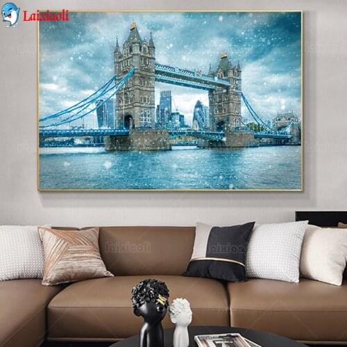 Tower Bridge London Landscape diamond painting full drill Snow Day England diamond embroidery cross stitch for Living Room Decor