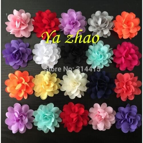 Free shipping, 2" Pretty Chiffon rose Flower for clothes, dress, Headband flower, 700pcs/lot, 14 color in stock