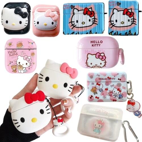 Kawaii cartoon Cinnamoroll baby and Kitty Airpods Pro case Wireless Bluetooth headset case Apply to Airpods 2/pro case Kitty