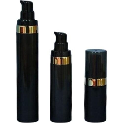 15ML/30ml/50ml black airless plastic bottle for serum/sample/lotion/emulsion cosmetic packing plastic bottle