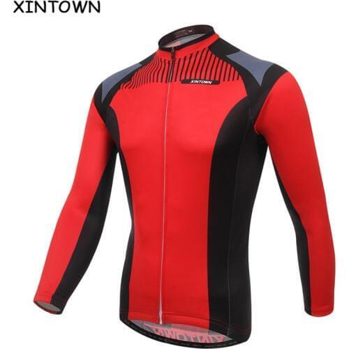 XINTOWN Red Men/Women Cycling Long Sleeve Jersey Bike Bicycle Wear Breathable spring autumn Cycling jersey bike clothing Top