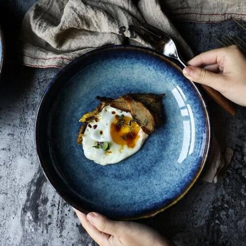 Ceramic Kiln Change Plates Pasta Seafood Dessert Salad Home Creative Japanese Korean Restaurant Tableware Ceramic Deep Plates