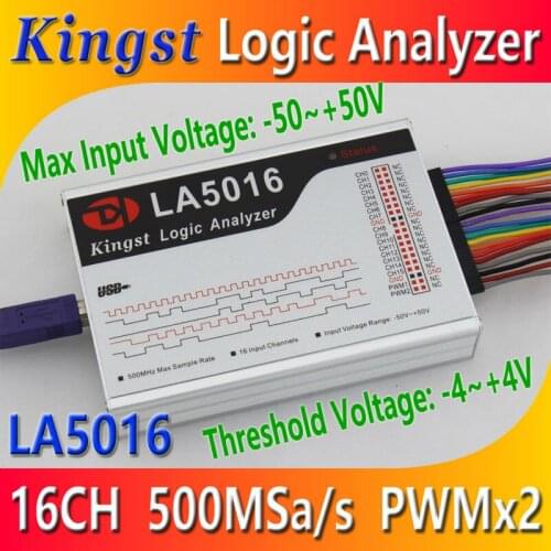 Kingst LA5016 USB Logic Analyzer 500M max sample rate,16Channels,10B samples, MCU,ARM,FPGA debug tool, English software