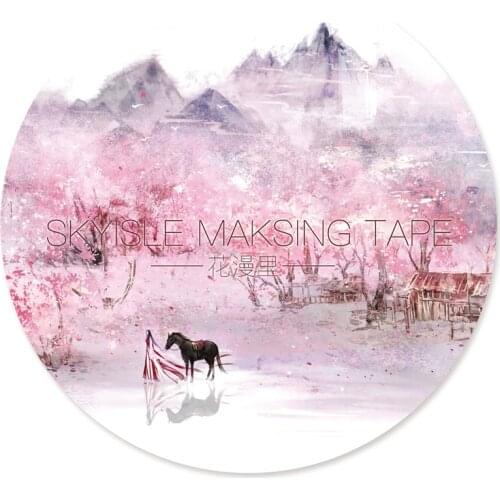 6CM*5M Chinoiserie Masking Tape Hand Account Deco Sticker Bullet Journaling Accessories Pink Peach Blossom Stickers Aesthetic