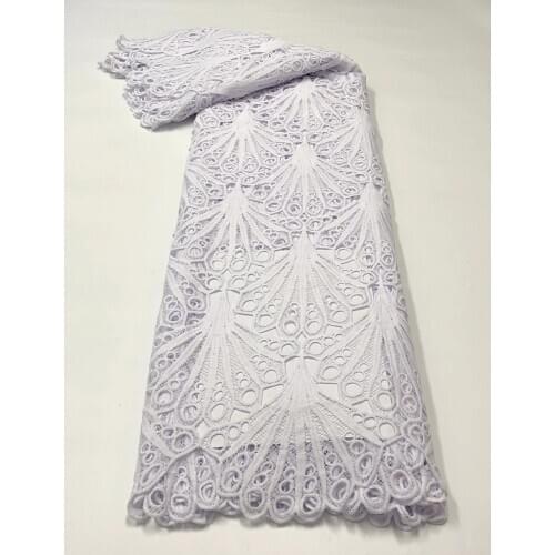 Pure white Cord Lace Fabric High Quality African Guipure Lace Fabric French Water Soluble Cord Lace Fabric For Christmas Dress