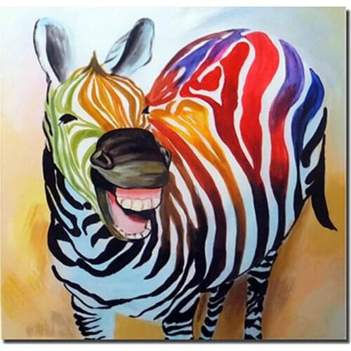 Hot sell Frameless handmade Oil Painting On Canvas animal zebra Cheap Large Modern On The Wall Art Picture For Home Decoration