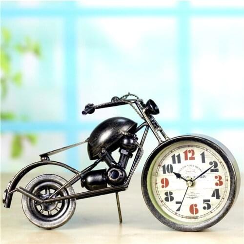 Rustic Mini Model Iron Art Motorcycle Table Clock Metal Motobike Desktop Clock Home Decor Gift