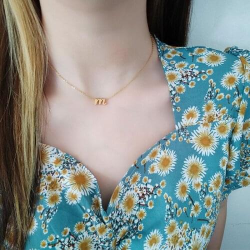 Fashion initial charm stainless steel necklace pendant metal A-Z lowercase single name collar ladies jewelry jewelry gifts